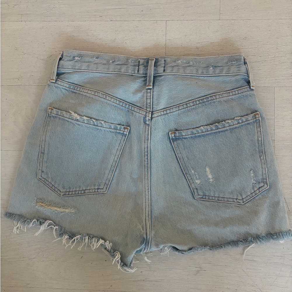 Agolde Light Blue Ripped Jean Shorts - Picture 2 of 4